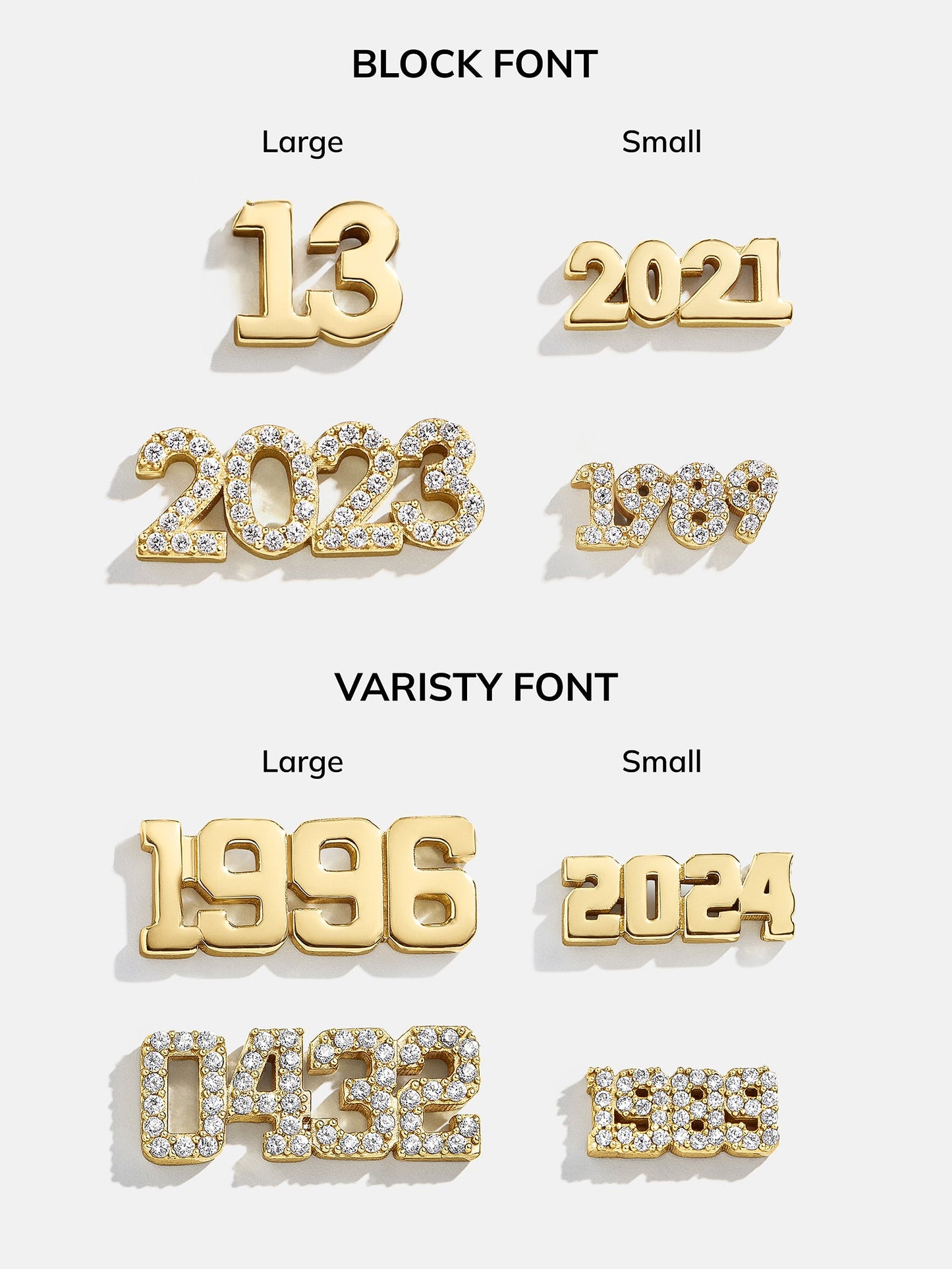 18K Gold Varsity Font Custom Number Necklace - Varsity Font Numbers